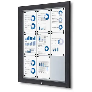 Showdown® Displays Showdown® Abschließbarer Schaukasten Magnetisch 80,5 x 106,7 cm, Anthrazit 9 x DIN A4
