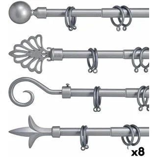 Vorhangstange Ausziehbar Silberfarben Eisen 5 x 178 x 5 cm (8 Stück)