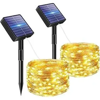 2 Stück Solar Lichterkette Aussen, 5M 50 LED Lichterketten Solar Draußen 8 Modi IP65 Wasserdicht Solarlichterkette Außen Wetterfest für Garten Zaun Baum Hof Balkon Deko (Warmweiß)