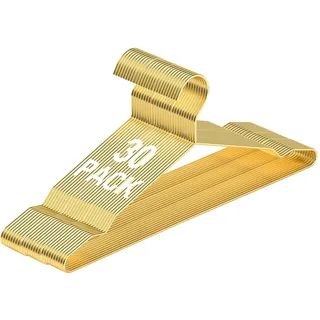 SPECILITE Metall-Kleiderbügel, robust, Starke Draht-Kleiderbügel mit Kerben, platzsparende Kleiderbügel für Mäntel, Hemden, Anzüge, Hosen, Gold, 30 Stück