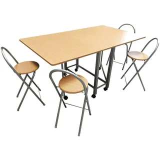 Well Home Set Tisch und 4 Hocker 'Buch' aus Holz