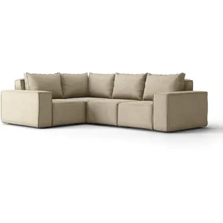 Kaiser Möbel Gartenecksofa Für Den Garten Sonne Beige Rechts , Holz , Füllung: Komfortschaum , L-Form , 246x73x181 cm , Gartenmöbel, Loungemöbel, Gartensofas & Loungesofas