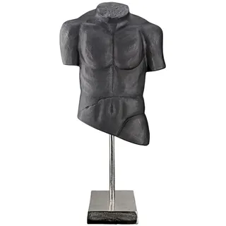 Casablanca große Deko Figur Skulptur XL - Mann Torso Dekofigur aus Aluminium Farbe: Anthrazit Dunkel Grau - Dekoration Geschenk Geburtstag Höhe 55 cm