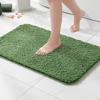 MIULEE Badezimmerteppich Badematte Weiche rutschfest Matcha-Grün 60x90 cm | Badteppich Fußmatte Badematten & Badteppiche Bettvorleger Flauschig Teppich Duschmatte für Bade & Wohnzimmer Schlafzimmer