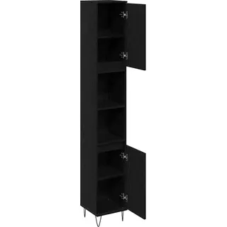 vidaXL Badezimmerschrank mit Tür Schwarz Eichen-Optik 30 x 30 x 190 cm - Schwarz