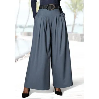 LASCANA Hosenrock "mit weitem Bein und Bundfalten" mit Gürtelschlaufen, Anzughose, Business chic, graublau