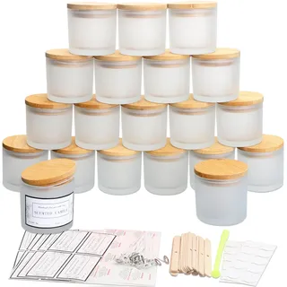 MILIVIXAY 20 Stück 118 ml Milchglas-Kerzengläser mit Deckel und Kerzenherstellungs-Kits – Großpackung kleine leere Kerzengläser für die Herstellung von Kerzen – Gewürz-, Pulverbehälter