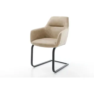 DELIFE Freischwinger Pejo-Flex Mikrofaser Beige Vintage Freischwinger flach Schwarz Taschenfederkern - Beige, Schwarz