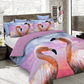 Italian Bed Linen MB Home Italy, Goodnight Bettbezug Set, Flamingo, Doppelbett