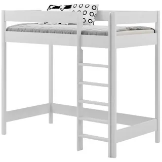 Lukdom Hochbett Hugo , Weiß , Holzwerkstoff , 80x160 cm , Babymöbel & Kindermöbel, Kinderzimmer & Jugendzimmer, Kinderbetten, Hochbetten