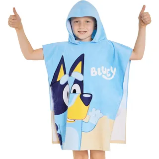 BlueY Badeponcho Kinder mit Kapuze Baumwolle Frottee Poncho Handtuch Kinder Jungen Mädchen Kaputzenhandtuch Bademantel Strand (Blau/Orange)