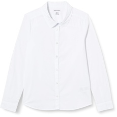 Amazon Essentials Mädchen Langärmlige Uniform-Hemden aus Stretch-Popeline mit Knopfleiste, Weiß, 10 Jahre Große Größen