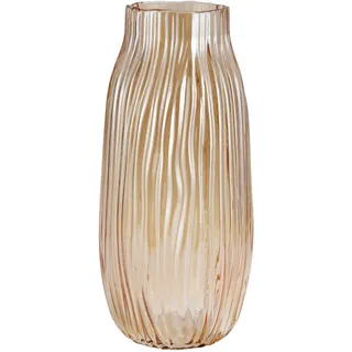 Große bernsteinfarbene Glasvase für Blumen, gerippt, hoch, goldfarben, Bodenvase, 31 cm, dekorative Vasen für Zuhause, Tischdekoration, Blumendekoration und Bauernhaus (braun, 31 cm)