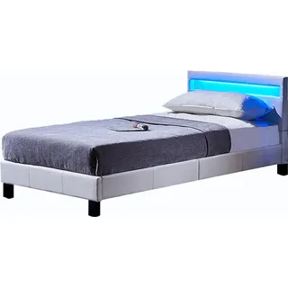 Astro LED 90 x 200 mit Matratze weiß