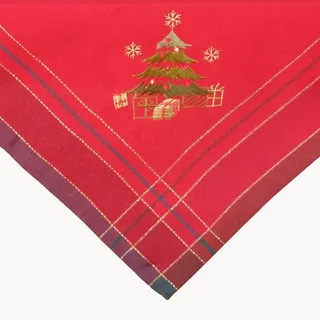 Tischwäsche mit Stickerei Weihnachtsbaum 85 x 85 cm - Rot