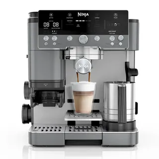 Ninja Luxe Premier 3-in-1 Kaffeemaschine, für Espresso, Cold Brew & Filterkaffee, 4 automatische Schaumeinstellunge, Grau-Metall, ES601EUGM