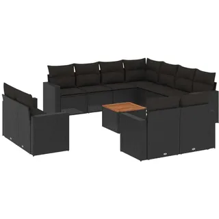 VidaXL 3224382, Schwarz, Rattan, Stahl, Akazienholz, 110 kg, Erwachsene & Kinder, 550 mm, 550 mm - Schwarz