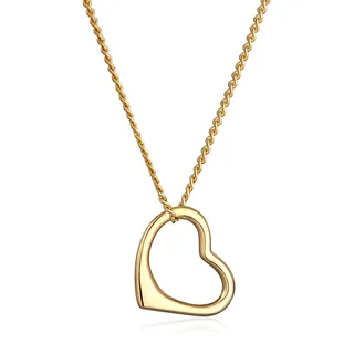 ELLI PREMIUM Kette mit Anhänger Herz Liebe Klassisch Hochwertig 585 Gelbgold