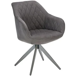 Livetastic Armlehnstuhl , Dunkelgrau , Metall, Textil , Drehkreuz , 59x84x59 cm , Sitzfläche 360° drehbar , Esszimmer, Stühle, Polsterstühle