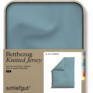 schlafgut Knitted Jersey uni, aus Bio-Baumwolle mit Elasthan, Reißverschluss«, (1 St.), bügelfrei, Mix & Match Bettwäsche: passender Kissenbezug erhältlich Schlafgut Petrol Mid B/L: 135-140 cm x 200 cm