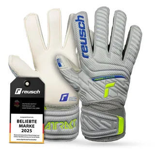 Reusch Attrakt Grip Finger Support Junior Flexible Torwarthandschuhe Kinder Jugendliche Fußballhandschuhe mit Fingerprotektion für alle Spielfeldoberflächen und jedes Wetter