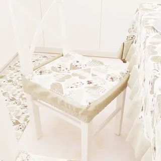PETTI Artigiani Italiani - Stuhlkissen mit 2 Stück, Stuhlkissen aus Baumwolle mit Gummizug 40 x 40 cm - Set mit 2 Designs Herzen beige 100% Made in Italy
