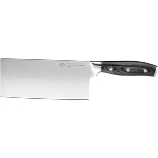 Kochmesser RÖSLE "Chinesisches Messer WOLFGREY, 18 cm, Griff Pakka", silberfarben, Klingenlänge 18cm, X50 CrMoV15 Klingenstahl, Kochmesser, Kochmesser