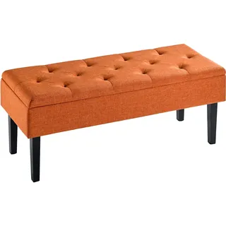 Bank, orange, B:109cm H:43cm T:43cm, Holz, Kunststoff, Polyester, Sitzbänke, Bank