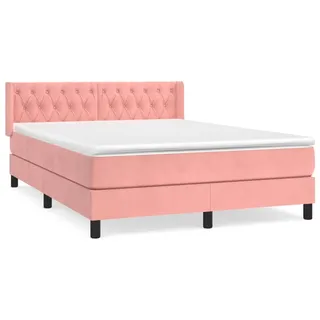 vidaXL Boxspringbett mit Matratze Rosa 140x200 cm Samt - Rosa