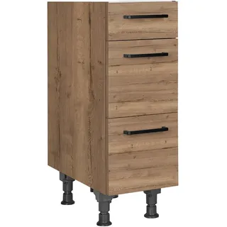 Nobilia Unterschrank Schubkastenunterschrank 30 x 87 x 56 cm Eiche Dunkel