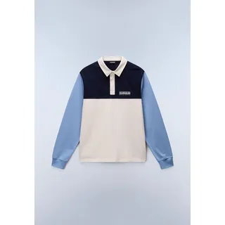 Langarm-Poloshirt NAPAPIJRI "E-MONT LS", Herren, Gr. L, beige (beige dimity), Obermaterial: 100% Baumwolle, Shirts Langarm-Poloshirt, mit Kontrastdetails an Kragen und Knopfleiste, langärmelige Ausführung