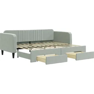 vidaXL Tagesbett Ausziehbar mit Schubladen Hellgrau 90x200 cm Samt - Grau