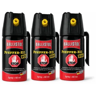 3 Dosen KO Fog Pfefferspray mit Sprühnebel 40ml - Abwehrspray Familienpackung