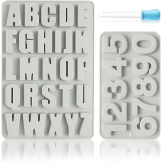 Luxoraiova Silikonform Buchstaben und Zahlen – A-Z & 0-9 | 3D Alphabet Silikonformen | Gießformen für Schokolade, Seife & Epoxidharz | (Grau)