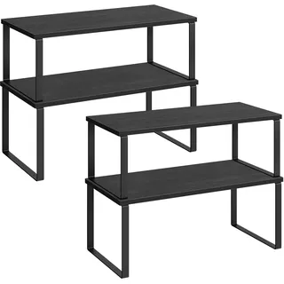 SONGMICS Gewürzregal, 4er Set, erweiterbar, stapelbar, mit Metallrahmen | Küchenregal, Küchen-Organizer, Gewürzhalter, 39,7 x 19,5 x 15,8 cm, Schwarz, BYSTRO Kollektion KCS028B01