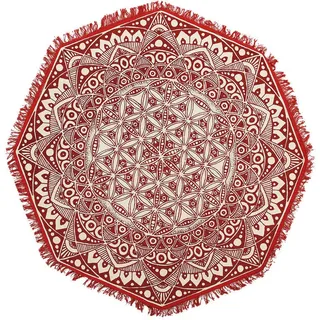 Beliani Kurzflor-Teppich Mezitili 120/120 cm , Rot , Textil , Orientalisch , Rund , 120x120 cm , Teppiche und Böden, Teppiche, Orientteppiche