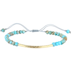 KELITCH Frauen Armband Türkis Achat Perlen Strang Armbänder 925 Gold Überzogene Handgemachte Freundschaft Charme Armreif