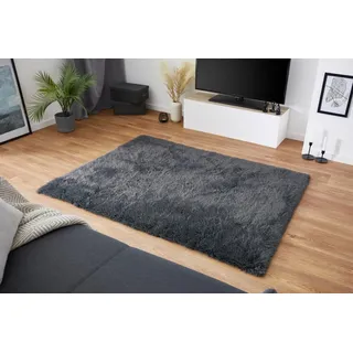 andiamo Kunstfell Teppich Alpa gemütlicher Hochfloor Wohnzimmerteppich Fellteppich 35 mm Florhöhe weich und flauschig Teppich Wohnzimmer Anthrazit 120 x 160 cm