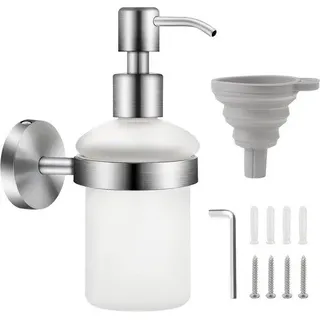 Gläserne Seifenhalter – 200 ml – Für Shampoo und Duschgel – Wandmontage – Handreinigungsmittelhalter – Seifenhalter – Glatter gläserner Flasche mit abnehmbarer Unterlage