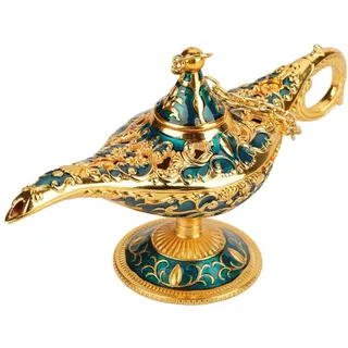 Aladdin Dekoration Metall Geschnitzt Hohl Legende Lampe - Magische Genie Licht (Phnom Penh Blau)