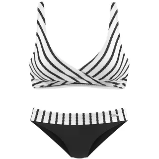 LASCANA LASCANA, Triangel-Bikini in Wickeloptik, schwarz-weiß