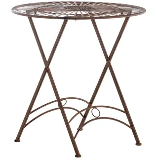 CLP Gartentisch rund Metall antik braun , Braun , 71x71x71 cm , Gartenmöbel, Gartentische