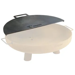 BBQ-Toro Kohlenstoffstahl Grillplatte für Ø 60 cm Feuerschalen, Halbrund mit Griff, Grau - Schwarz