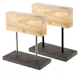 STYLE DE VIE - Magnetischer Messerständer mit Steinsockel, Eiche - Schwarz, Gold