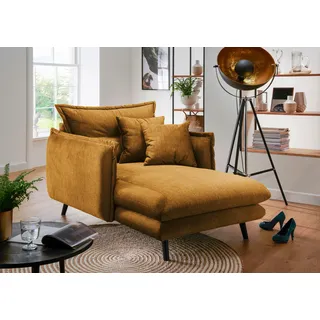 Home Affaire Loveseat Lazio Polyester 111 x 101 x 167 cm Gelb mit 2 Zierkissen