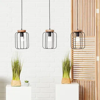 Brilliant Tosh 3-flg. E27 3,5 cm antik holz/schwarz