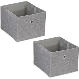 Relaxdays Aufbewahrungsbox 16 x 20,5 x 25 cm 2-tlg. grau