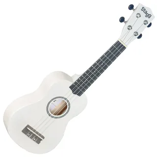 Ukelele Soprano STAGG de madera de tilo con funda de nailon, blanco