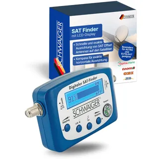 SCHWAIGER SAT Finder I digitaler Satelliten-Finder mit LCD-Display I zur präzisen Ausrichtung von Offset Antennen I Signal Messgerät zur Satellitenerkennung I mit Kompass & akustischer Signalanzeige