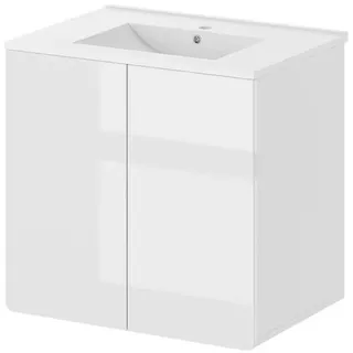 Vicco Waschbeckenunterschrank Izan, 57 x 57.8 cm, Weiß Hochglanz - Weiß
